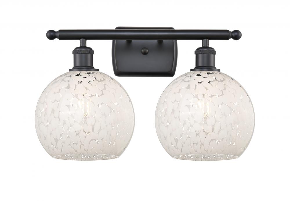 White Mouchette - 2 Light - 18 inch - Matte Black - Bath Vanity Light