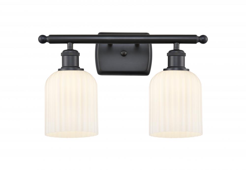 Bridal Veil - 2 Light - 15 inch - Matte Black - Bath Vanity Light