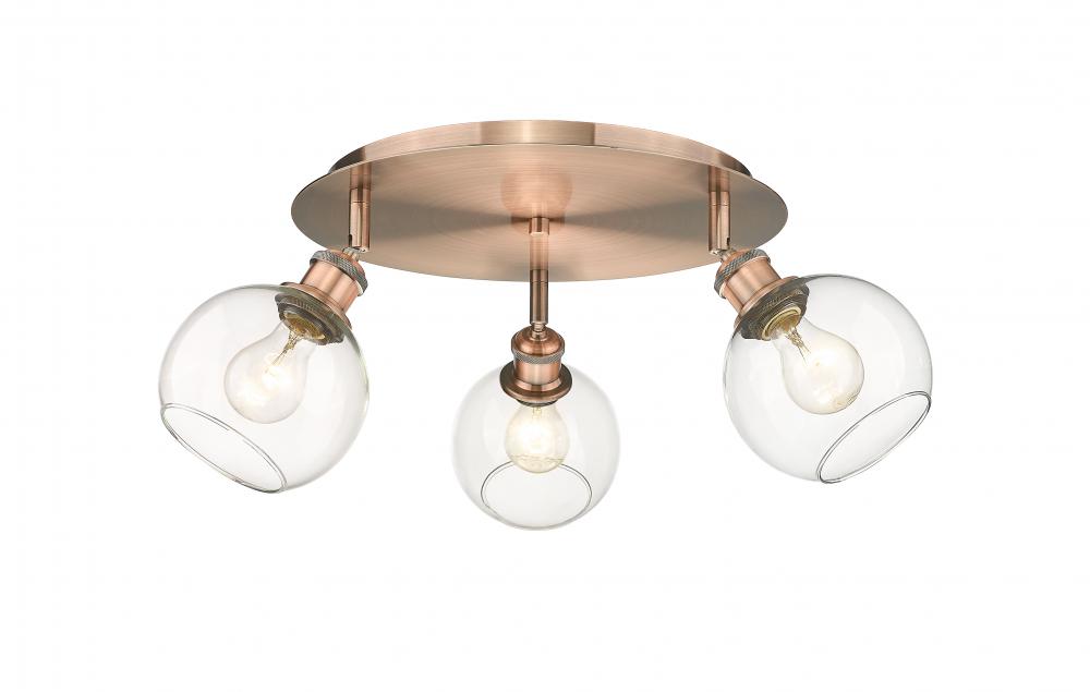 Athens - 3 Light - 18 inch - Antique Copper - Flush Mount