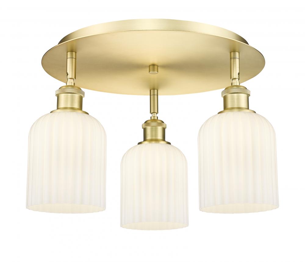 Bridal Veil - 3 Light - 17 inch - Satin Gold - Flush Mount