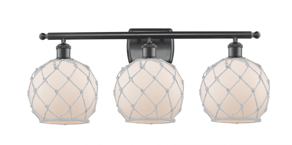 Farmhouse Rope - 3 Light - 28 inch - Matte Black - Bath Vanity Light