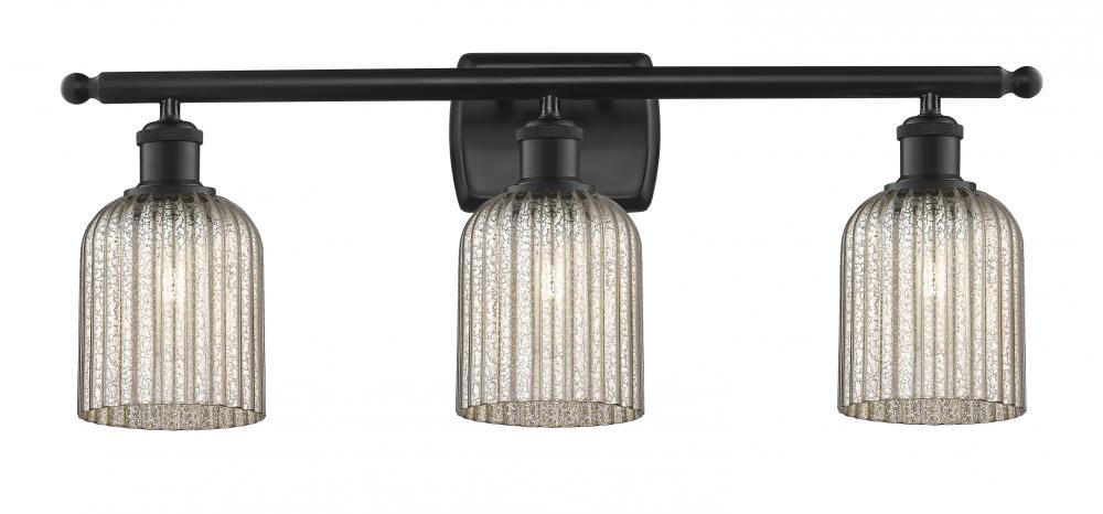 Bridal Veil - 3 Light - 25 inch - Matte Black - Bath Vanity Light