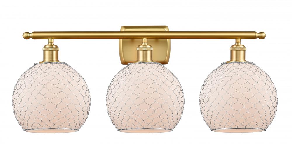 Farmhouse Chicken Wire - 3 Light - 28 inch - Satin Gold - Bath Vanity Light