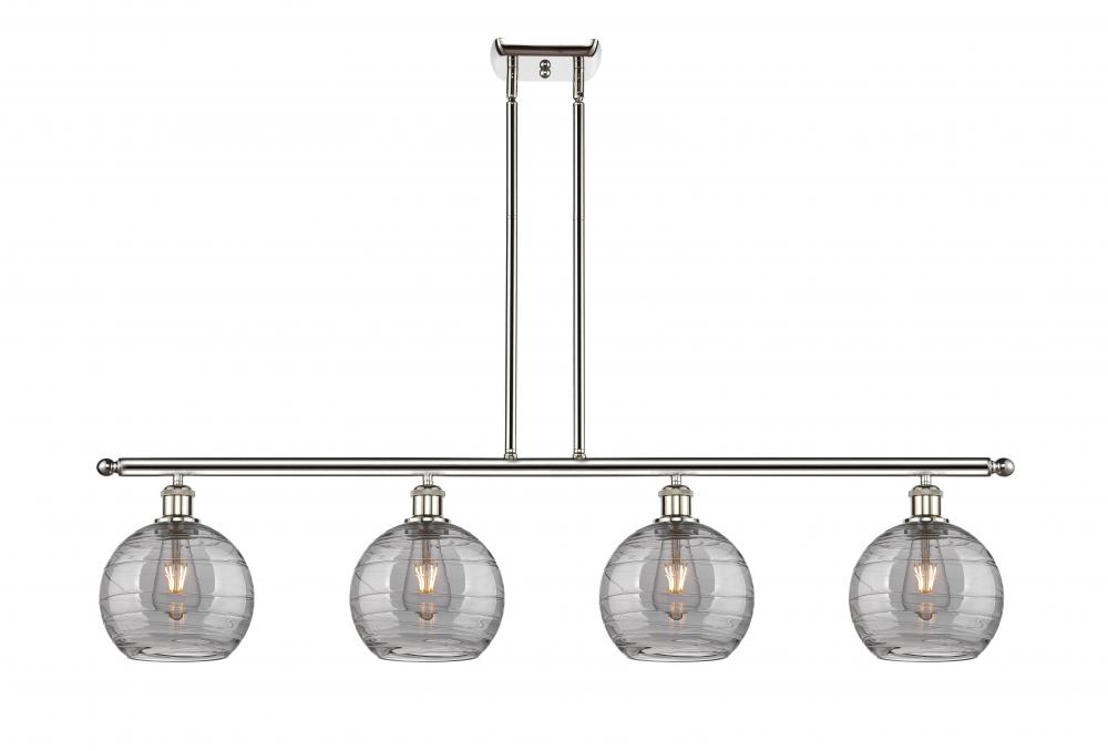 Athens Deco Swirl - 4 Light - 48 inch - Polished Nickel - Cord hung - Island Light