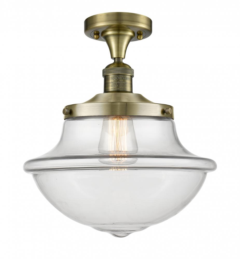 Oxford - 1 Light - 12 inch - Antique Brass - Semi-Flush Mount