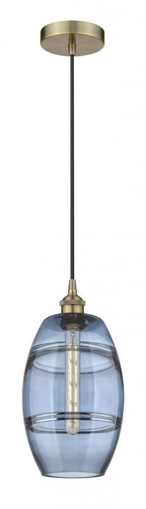 Vaz - 1 Light - 8 inch - Antique Brass - Cord hung - Mini Pendant