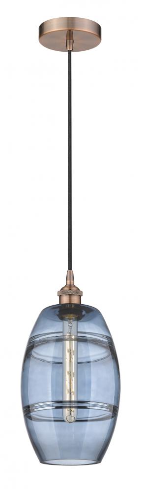 Vaz - 1 Light - 8 inch - Antique Copper - Cord hung - Mini Pendant