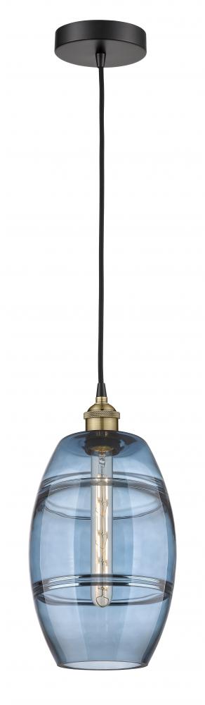 Vaz - 1 Light - 8 inch - Black Antique Brass - Cord hung - Mini Pendant