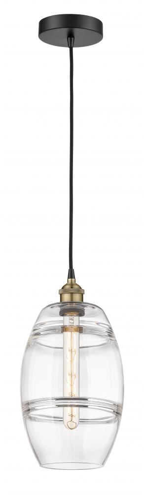 Vaz - 1 Light - 8 inch - Black Antique Brass - Cord hung - Mini Pendant