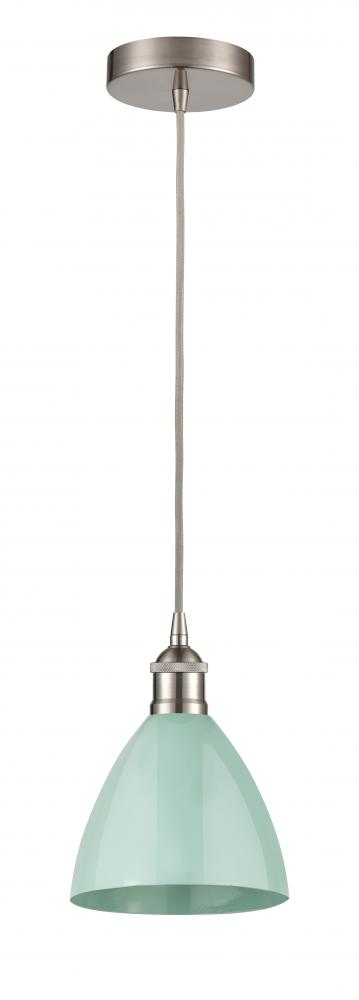 Plymouth - 1 Light - 8 inch - Brushed Satin Nickel - Cord hung - Mini Pendant