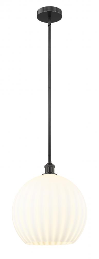 White Venetian - 1 Light - 14 inch - Matte Black - Stem Hung - Pendant