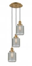 Innovations Lighting 113F-3P-BB-G262 - Stanton - 3 Light - 13 inch - Brushed Brass - Cord hung - Multi Pendant