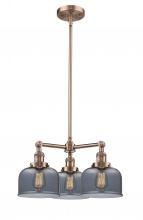 Innovations Lighting 207-AC-G73 - Bell - 3 Light - 22 inch - Antique Copper - Stem Hung - Chandelier