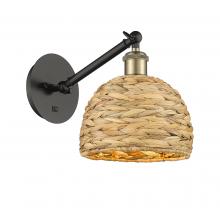 Innovations Lighting 317-1W-BAB-RBD-8-NAT - Woven Rattan - 1 Light - 8 inch - Black Antique Brass - Sconce