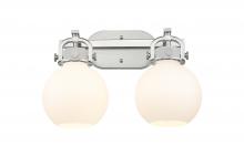 Innovations Lighting 410-2W-SN-G410-7WH - Newton Sphere - 2 Light - 17 inch - Brushed Satin Nickel - Bath Vanity Light