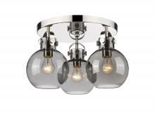 Innovations Lighting 410-3F-PN-G410-7SM - Newton Sphere - 3 Light - 18 inch - Polished Nickel - Flush Mount