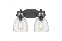 Innovations Lighting 411-2W-BK-G412-7SDY - Newton Bell - 2 Light - 17 inch - Matte Black - Bath Vanity Light