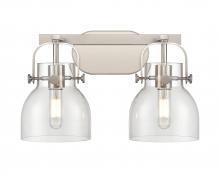 Innovations Lighting 423-2W-SN-G412-6CL - Pilaster II Bell - 2 Light - 17 inch - Satin Nickel - Bath Vanity Light