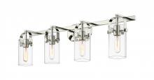 Innovations Lighting 423-4W-PN-G423-7CL - Pilaster II Cylinder - 4 Light - 35 inch - Polished Nickel - Bath Vanity Light