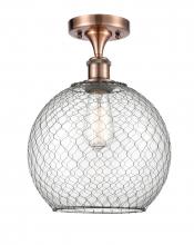 Innovations Lighting 516-1C-AC-G122-10CBK - Farmhouse Chicken Wire - 1 Light - 10 inch - Antique Copper - Semi-Flush Mount