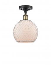 Innovations Lighting 516-1C-BAB-G121-8CSN - Farmhouse Chicken Wire - 1 Light - 8 inch - Black Antique Brass - Semi-Flush Mount