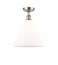 Innovations Lighting 516-1C-PN-GBC-121 - Berkshire - 1 Light - 12 inch - Polished Nickel - Semi-Flush Mount