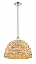 Innovations Lighting 516-1S-PN-RBD-16-NAT - Woven Rattan - 1 Light - 16 inch - Polished Nickel - Mini Pendant