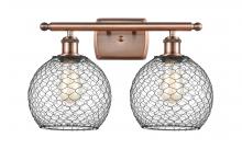 Innovations Lighting 516-2W-AC-G122-8CBK - Farmhouse Chicken Wire - 2 Light - 18 inch - Antique Copper - Bath Vanity Light