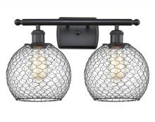 Innovations Lighting 516-2W-BK-G122-8CBK - Farmhouse Chicken Wire - 2 Light - 18 inch - Matte Black - Bath Vanity Light