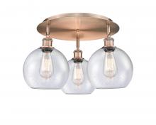 Innovations Lighting 516-3C-AC-G124-8 - Athens - 3 Light - 20 inch - Antique Copper - Flush Mount