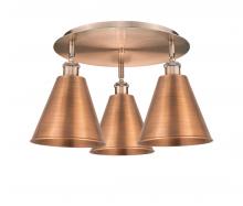 Innovations Lighting 516-3C-AC-MBC-8-AC - Berkshire - 3 Light - 20 inch - Antique Copper - Flush Mount