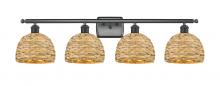 Innovations Lighting 516-4W-BK-RBD-8-NAT - Woven Rattan - 4 Light - 38 inch - Matte Black - Bath Vanity Light