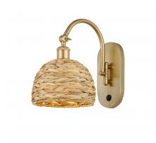 Innovations Lighting 518-1W-SG-RBD-8-NAT - Woven Rattan - 1 Light - 8 inch - Satin Gold - Sconce