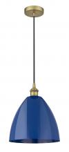 Innovations Lighting 616-1P-BB-MBD-12-BL - Plymouth - 1 Light - 12 inch - Brushed Brass - Cord hung - Mini Pendant