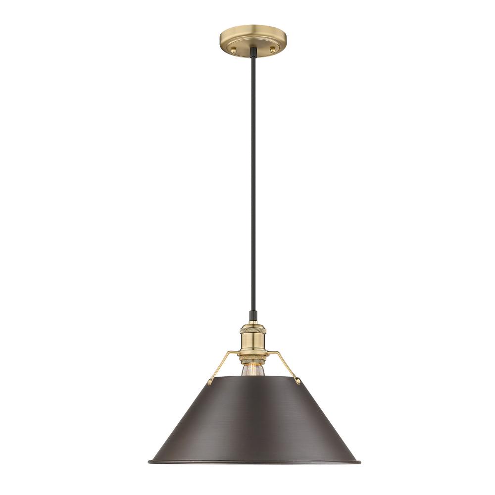 Orwell BCB Large Pendant - 14" in Brushed Champagne Bronze with Rubbed Bronze shade