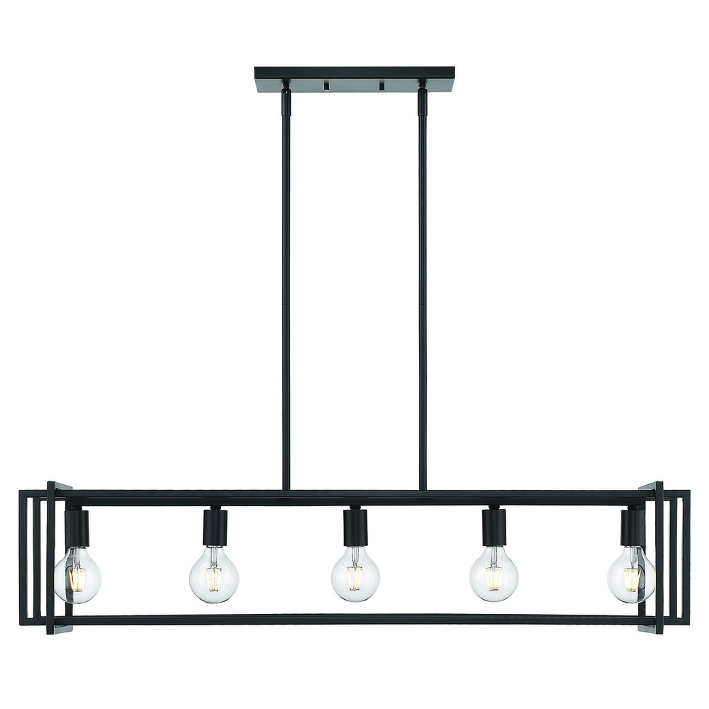 Tribeca Linear Pendant in Matte Black with Matte Black Accents