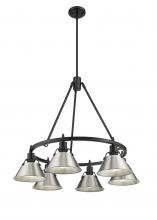 Golden 3306-6 BLK-PW - Orwell 6-Light Chandelier in Matte Black with Pewter