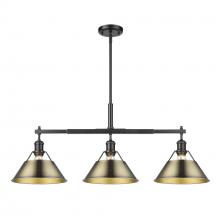 Golden 3306-LP BLK-AB - Orwell 3-Light Linear Pendant in Matte Black with Aged Brass