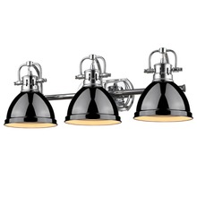 Golden 3602-BA3 CH-BK - Duncan 3 Light Bath Vanity in Chrome with a Black Shade