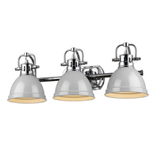 Golden 3602-BA3 CH-GY - Duncan 3 Light Bath Vanity in Chrome with a Gray Shade