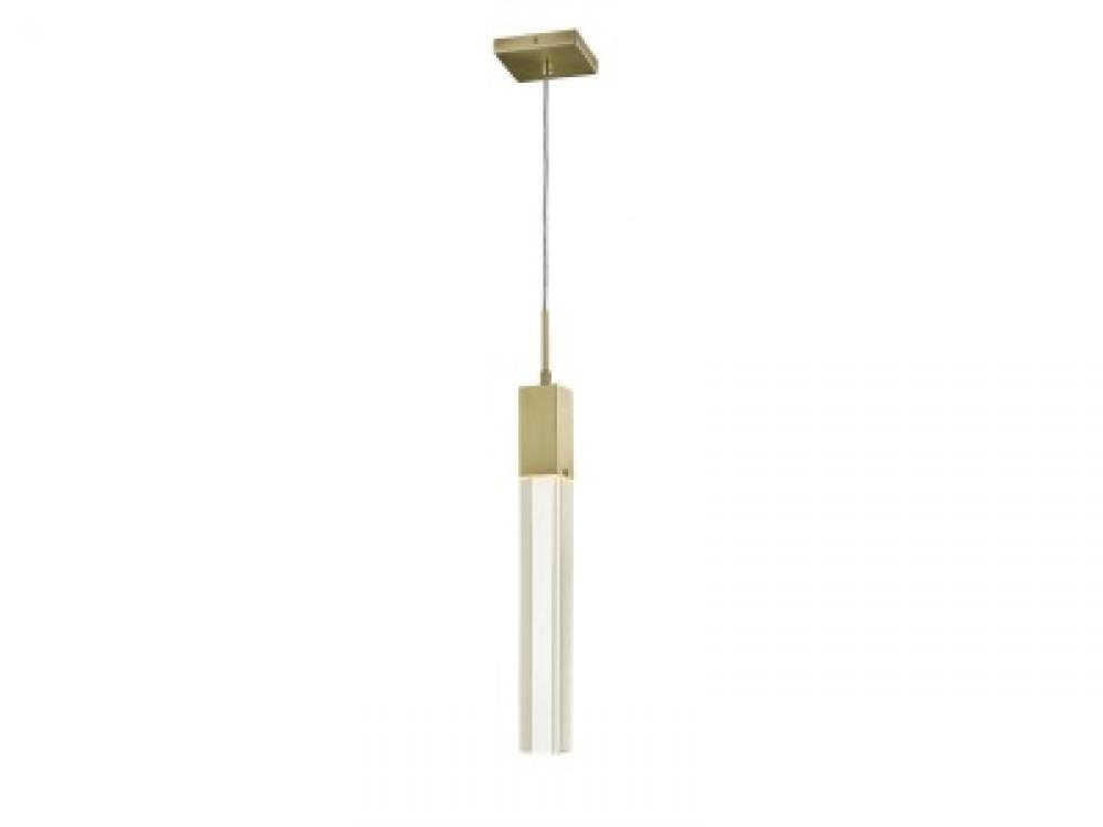 The Original Glacier Avenue Collection Brushed Brass Single Pendant with Clear Crystal