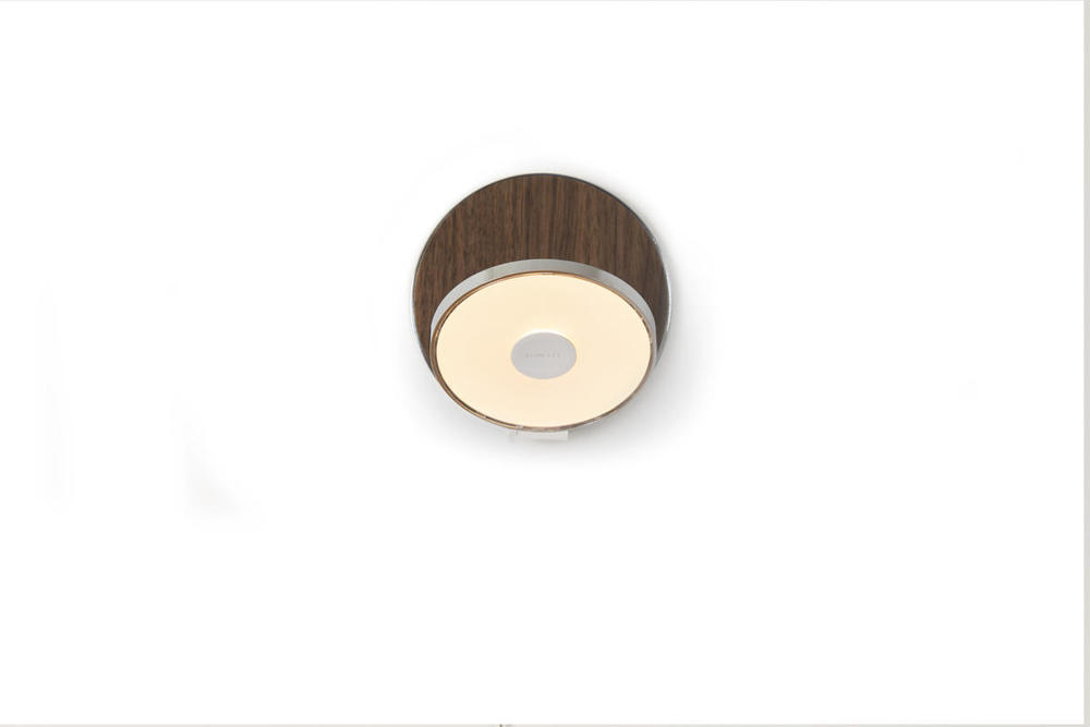 Gravy Wall Sconce - Chrome body, Oiled Walnut plates - Hardwire