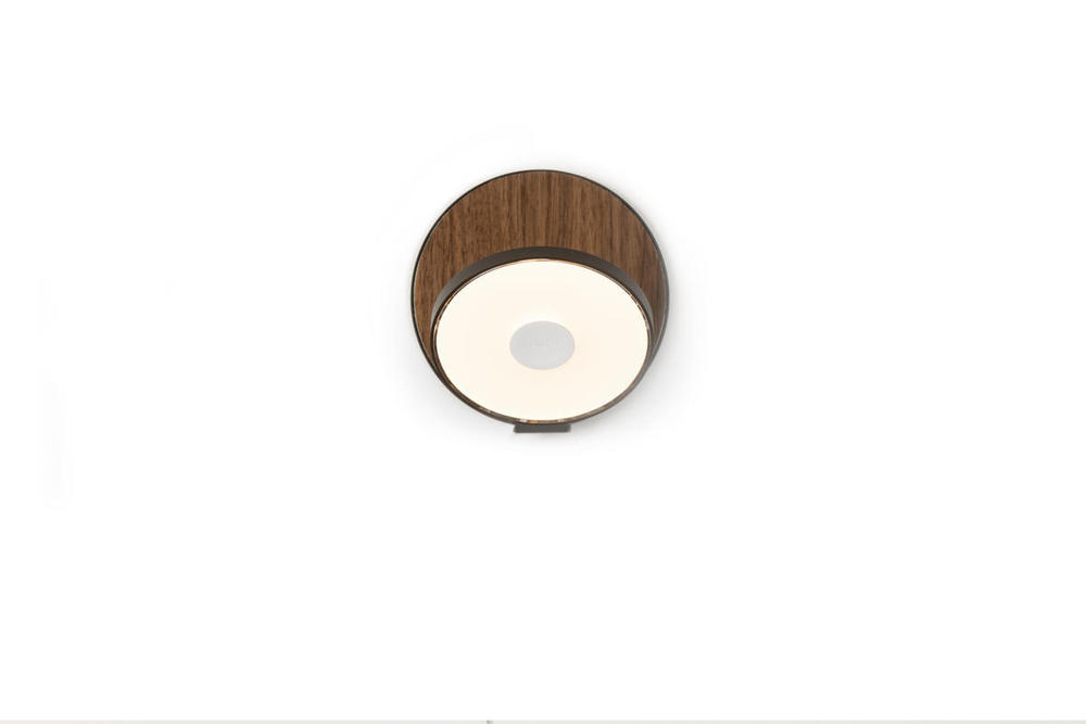 Gravy Wall Sconce - Metallic Black body, Oiled Walnut plates - Hardwire