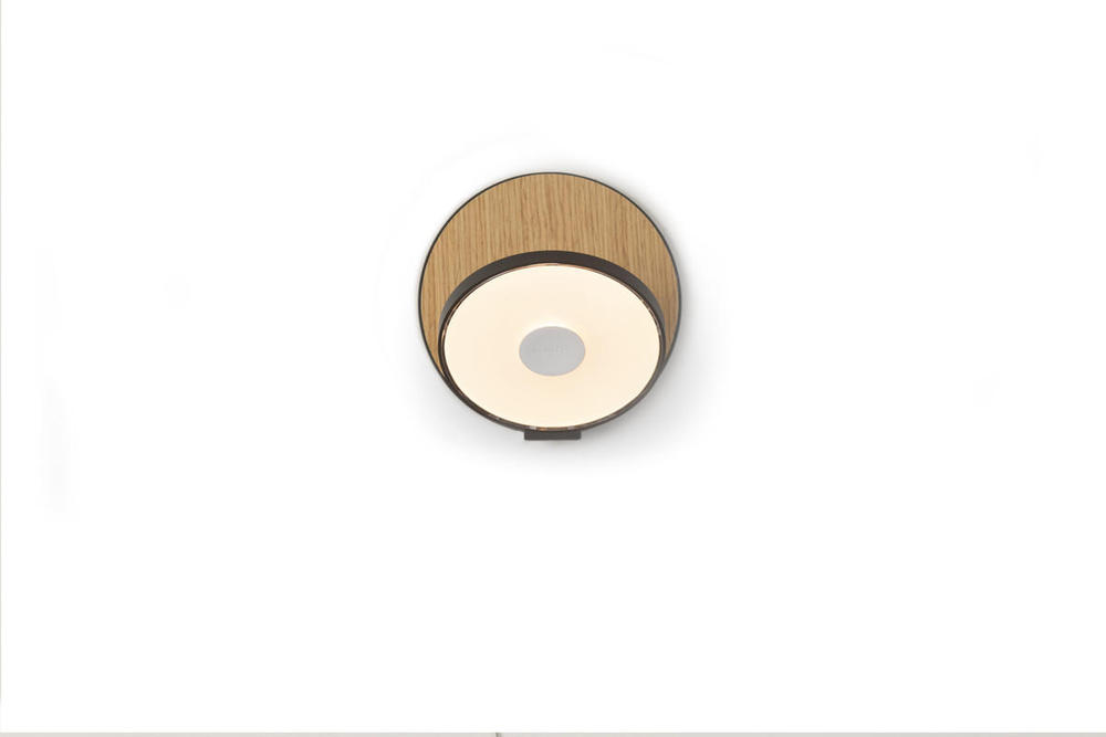 Gravy Wall Sconce - Metallic Black body, White Oak plates - Hardwire