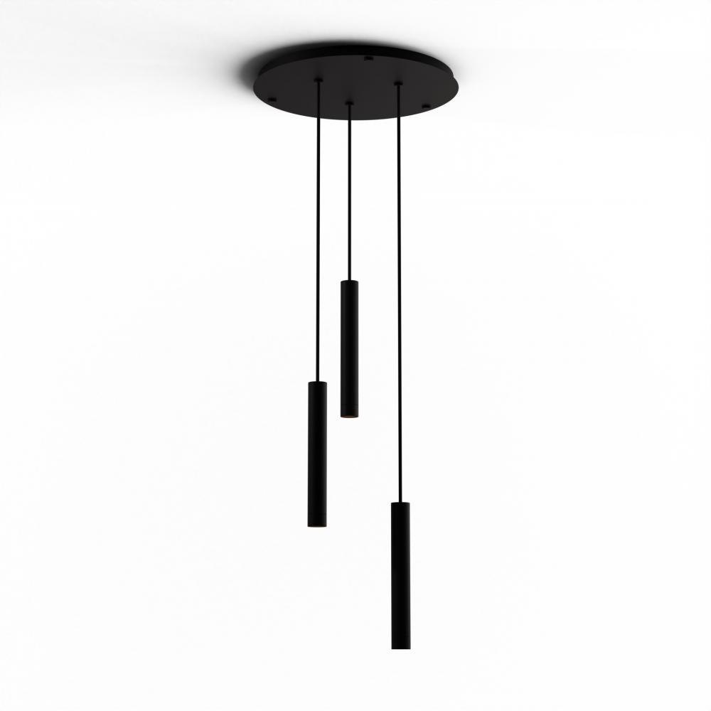 Combi Pendant 12" Circular 3 Combo Matte Black with Matte Black Canopy, Suspension / Flush Mount