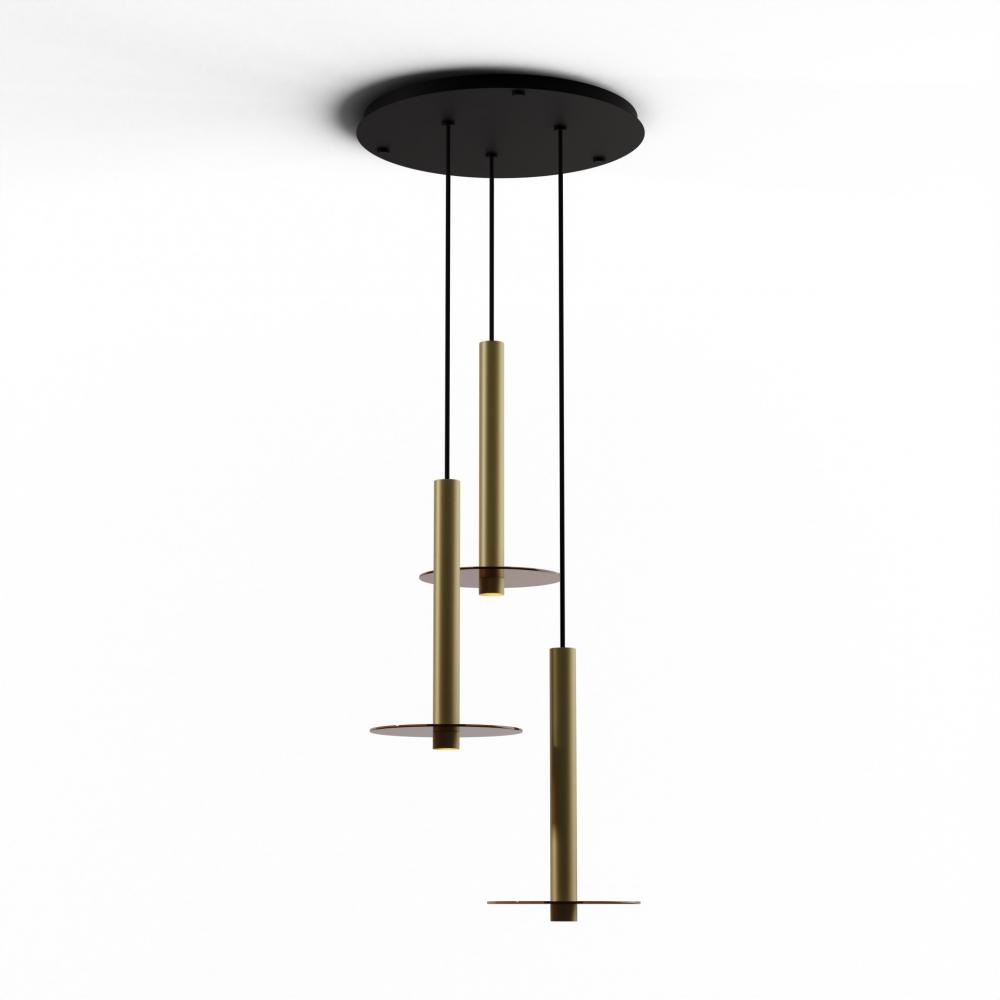 Combi Pendant 16" Circular 3 Combo Brass with Matte Black Canopy