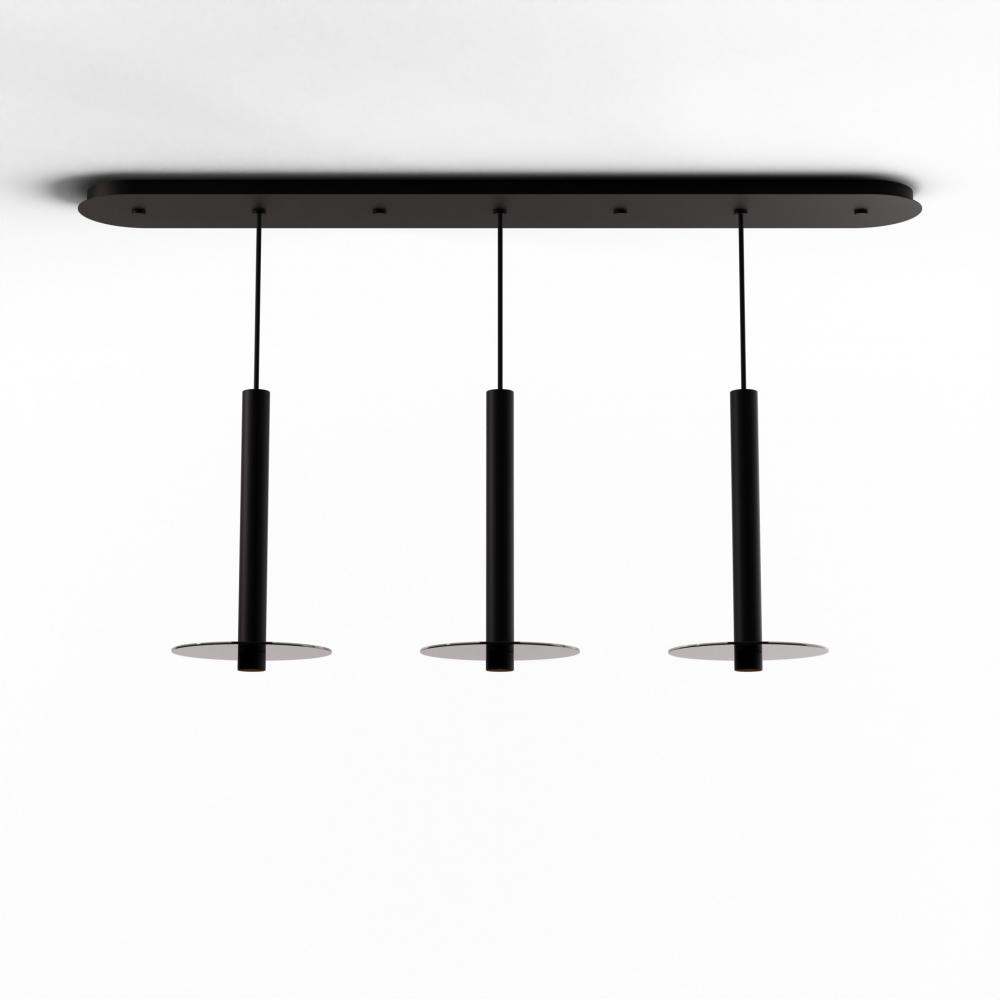 Combi Pendant 16" Linear 3 Combo Matte Black with Matte Black Canopy