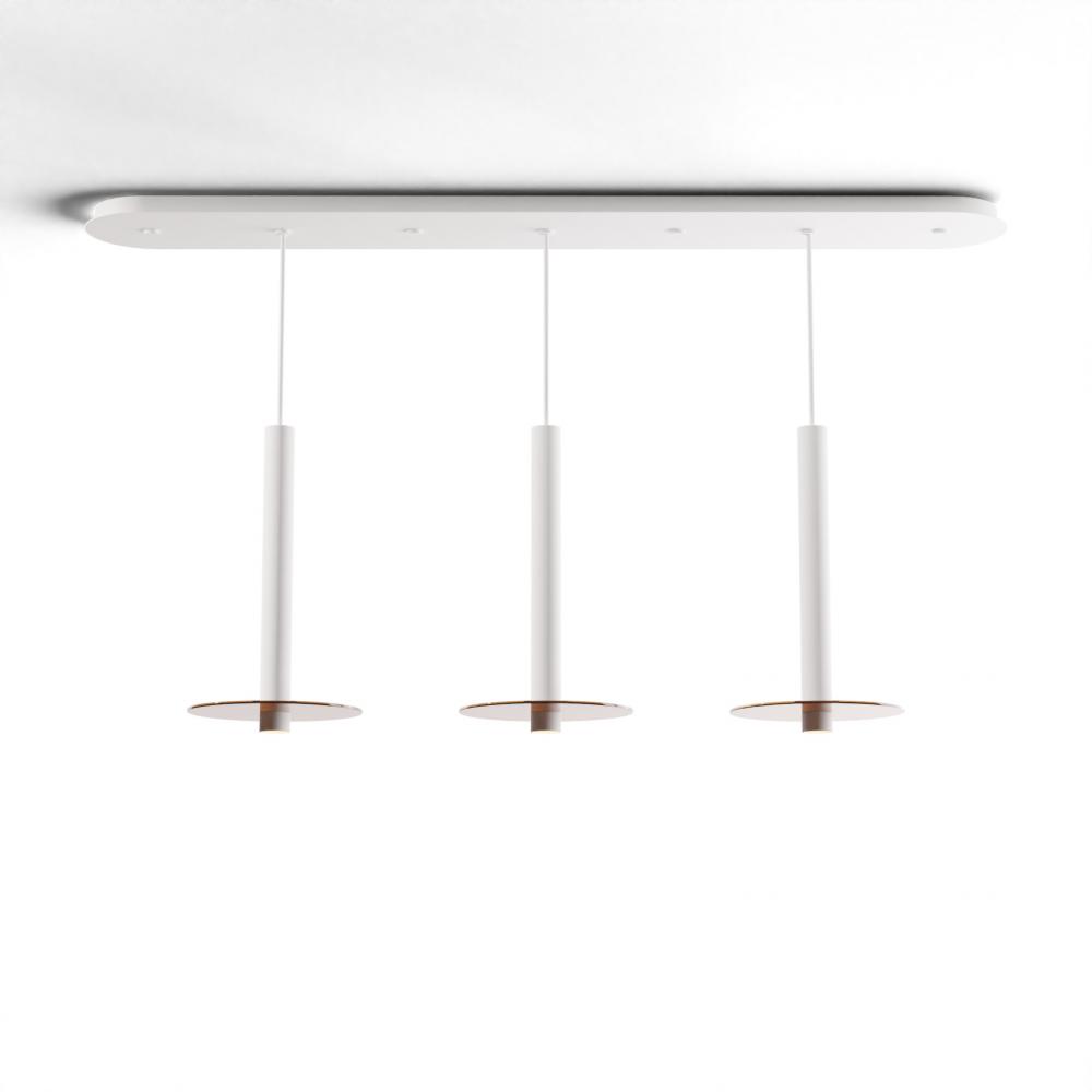 Combi Pendant 16" Linear 3 Combo Matte White with Matte White Canopy