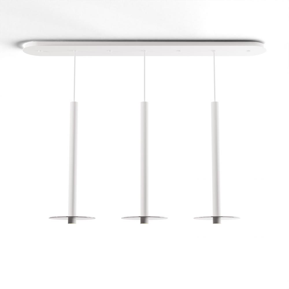 Combi Pendant 24" Linear 3 Combo Matte White with Matte White Canopy