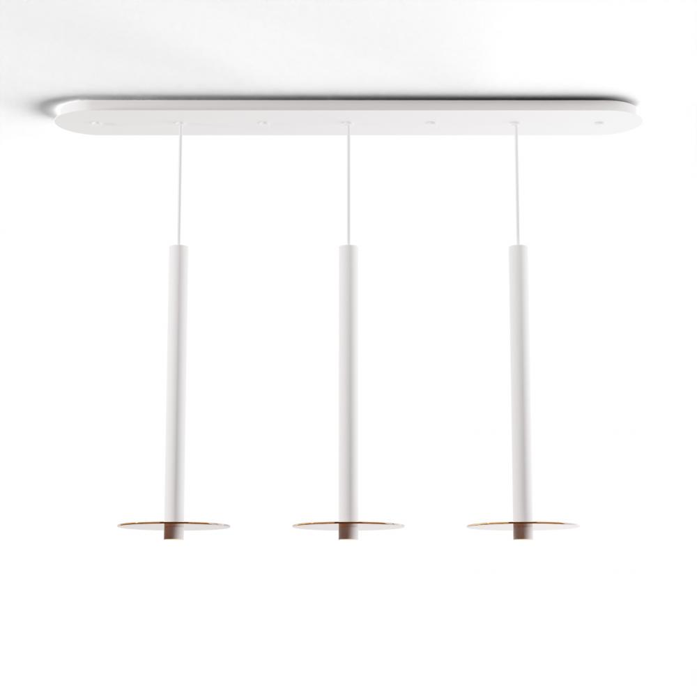 Combi Pendant 24" Linear 3 Combo Matte White with Matte White Canopy